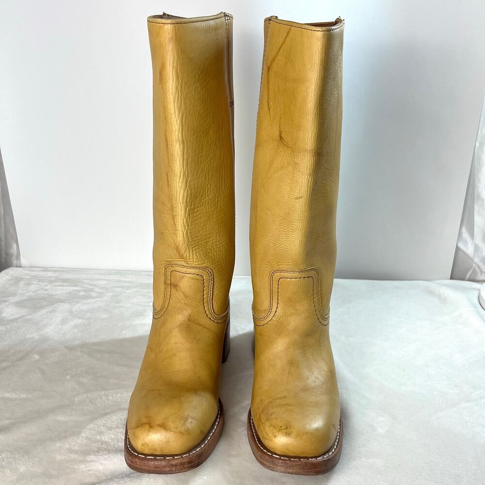 FRYE Campus Boots 14L Banana Tall Leather Pull On Womens Size 8 M - Picture 4 of 17